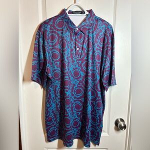 Luxury Men’s Polo Shirt GS Bogosse - Size XL Purple/Blue Pattern EUC Or NWOT